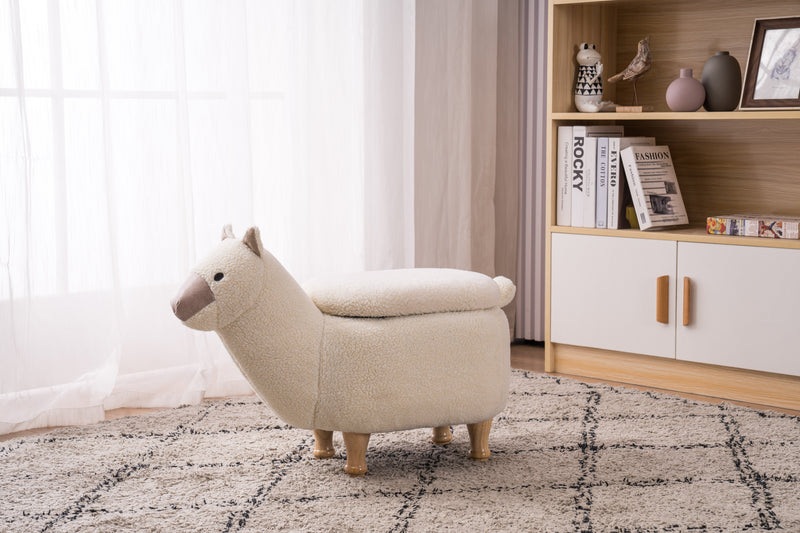 Leo the Llama Faux-Fur Storage Ottoman with Hidden Storage, photo 4 of 10