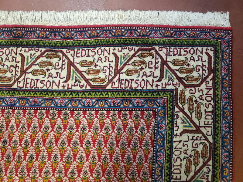 6x9 Finely Woven Turkish Tribal Rug, Boteh/Paisley Pattern, Red & Beige Area Rug, Vintage Wool Carpet, Entryway Rug, Hand-Knotted Foyer Rug by Jewel Rugs