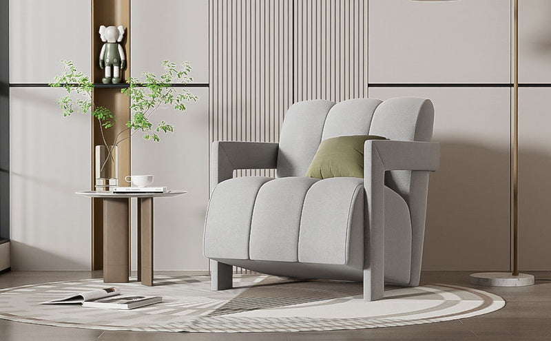 Modern Minimalist Leisure Armchair With L Shaped Armrests by HouseOfZazla