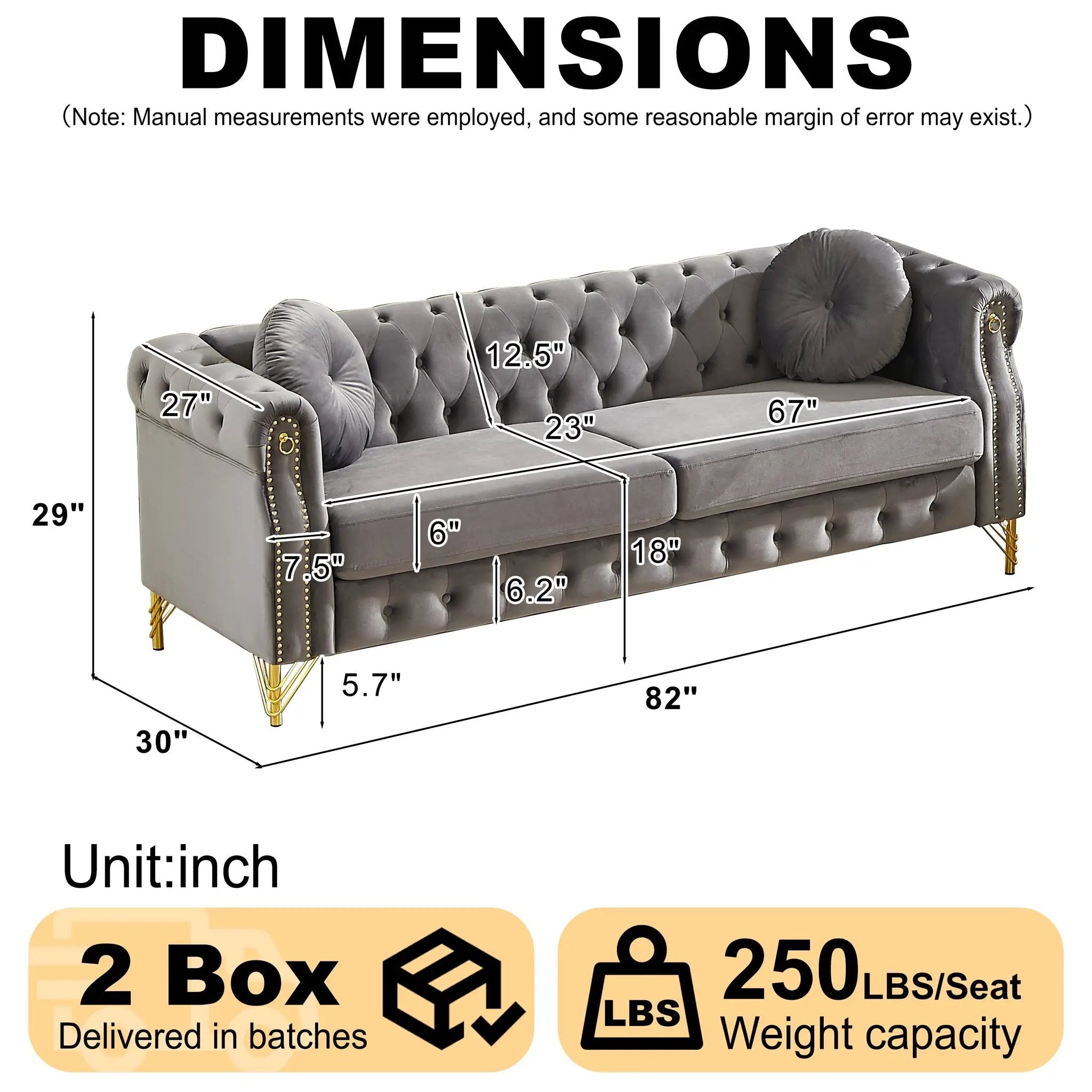 82-Inch Velvet Chesterfield Sofa by HouseOfZazla