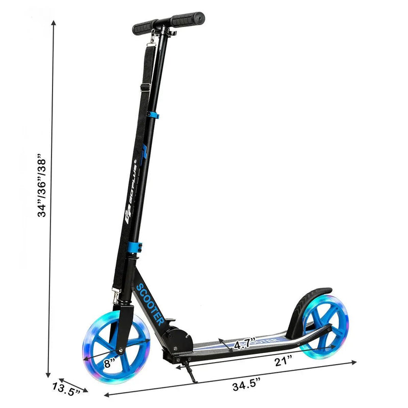 Portable Folding Sports Kick Scooter with LED Wheels-Blue by DirectDeals