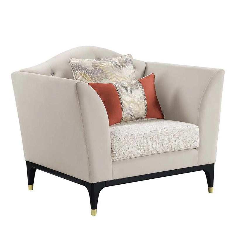Tayden - Chair With 2 Pillows - Beige Velvet by Unique Piece Furniture