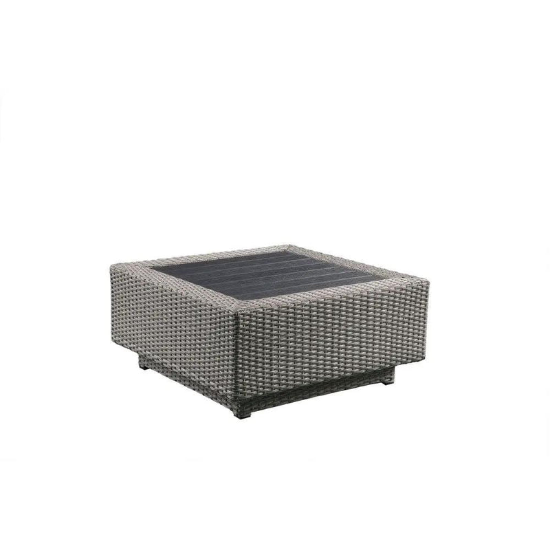 Salena - Patio Sectional Sofa With 4 Pillows & Coffee Table - Beige Fabric & Gray Wicker by Unique Piece Furniture