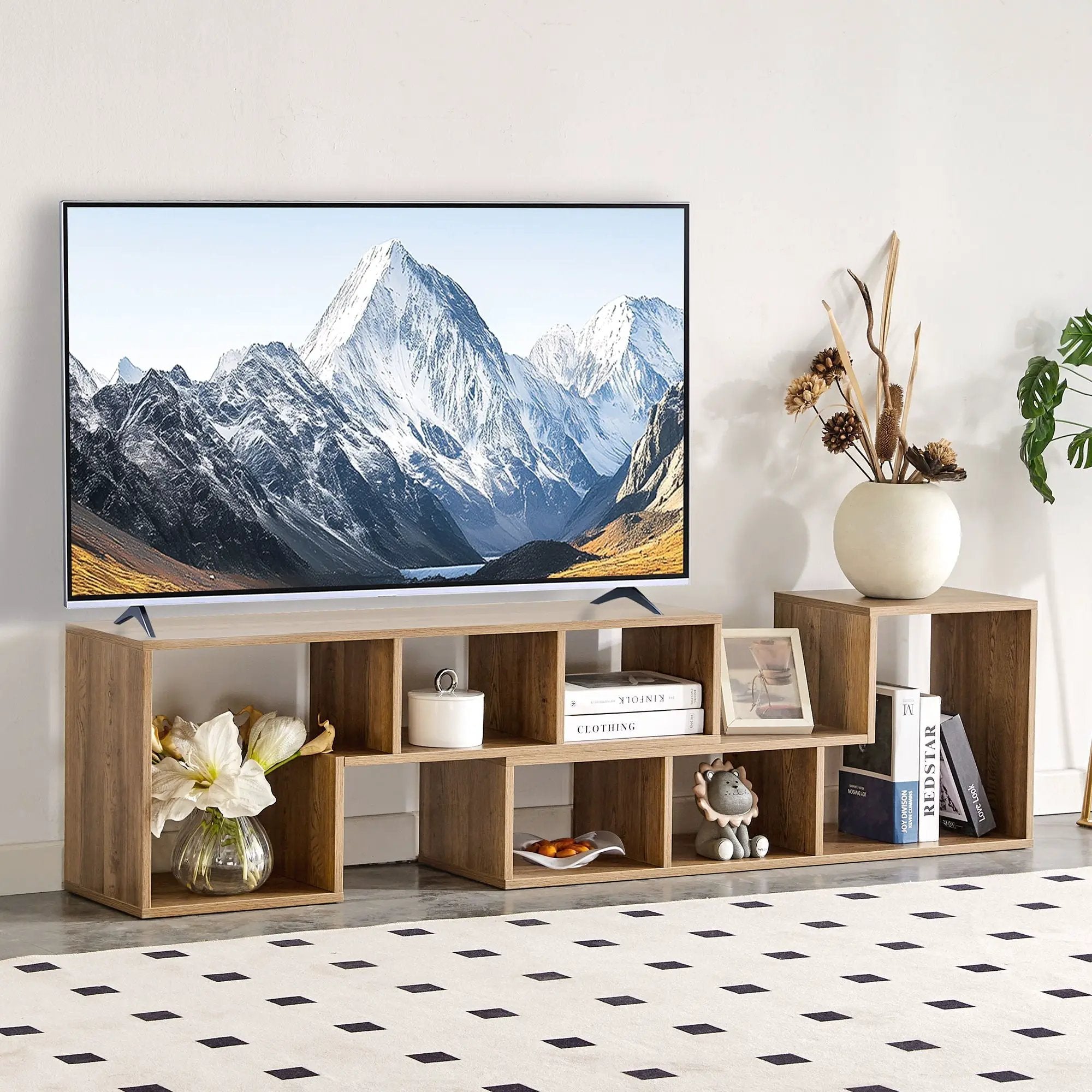 Minimalist Cube TV Stand With Adjustable Open Storage Shelves by HouseOfZazla