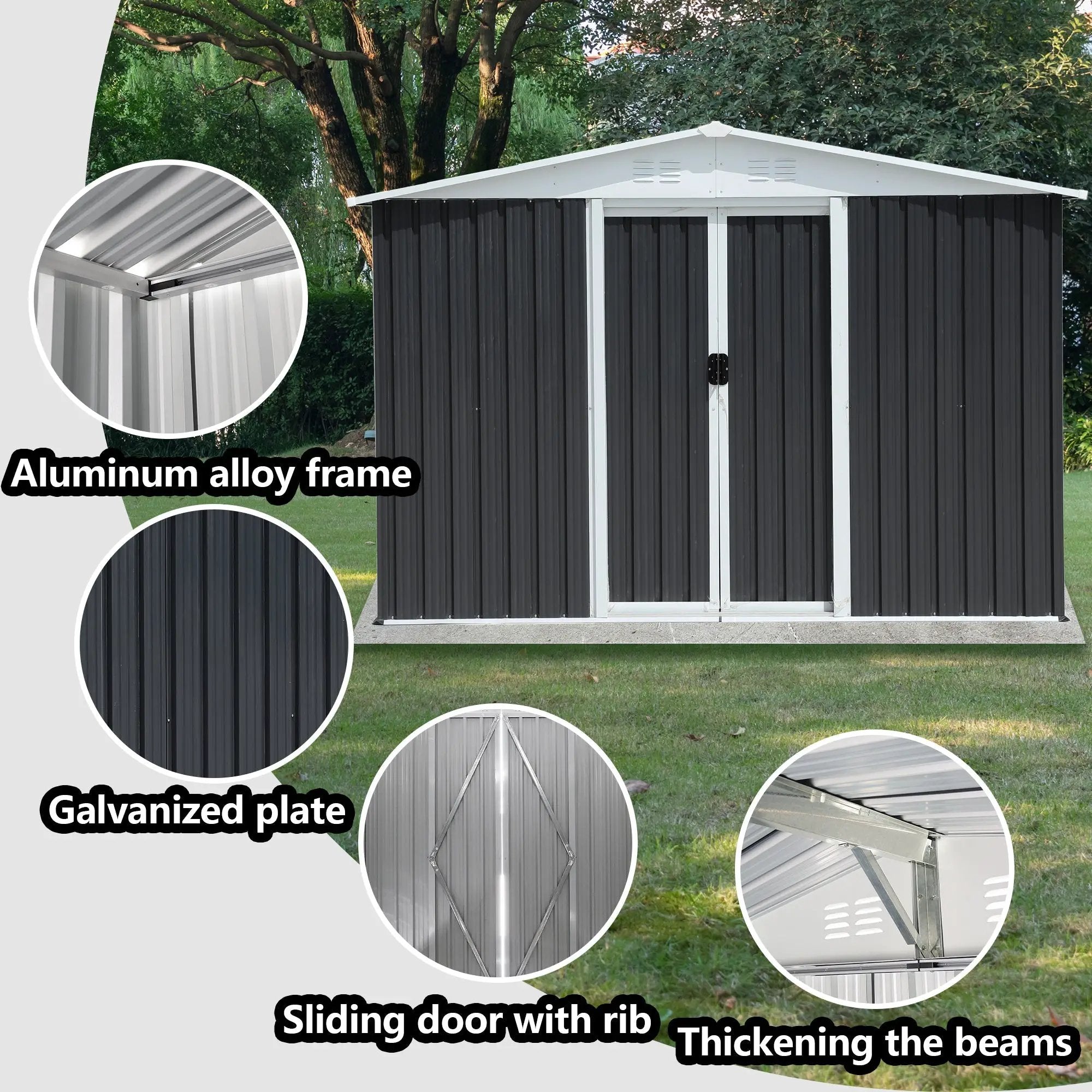 8x6 Feet Apex Roof Dark Storage Shed by HouseOfZazla