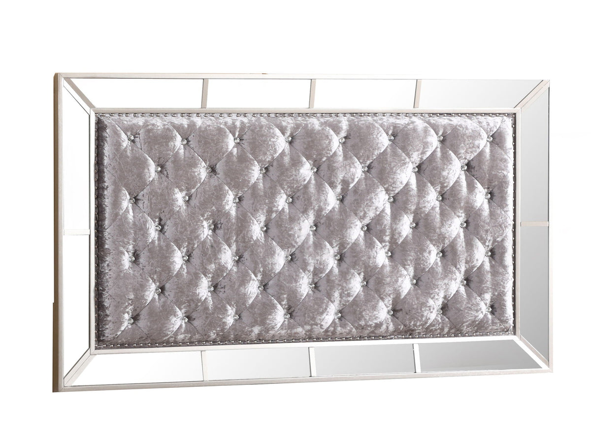 Contemporary Panel Bed with Mirrored Accents - Beige or Pearl Silver, photo 28 of 34