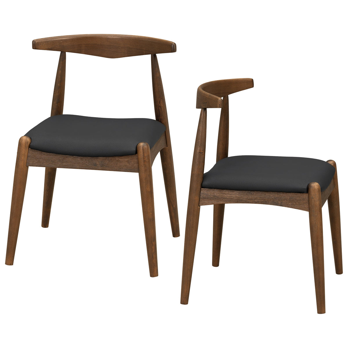 Set of 2 Rubberwood Dining Chairs with Faux Leather Upholstery - Multiple Colors, photo 11 of 11