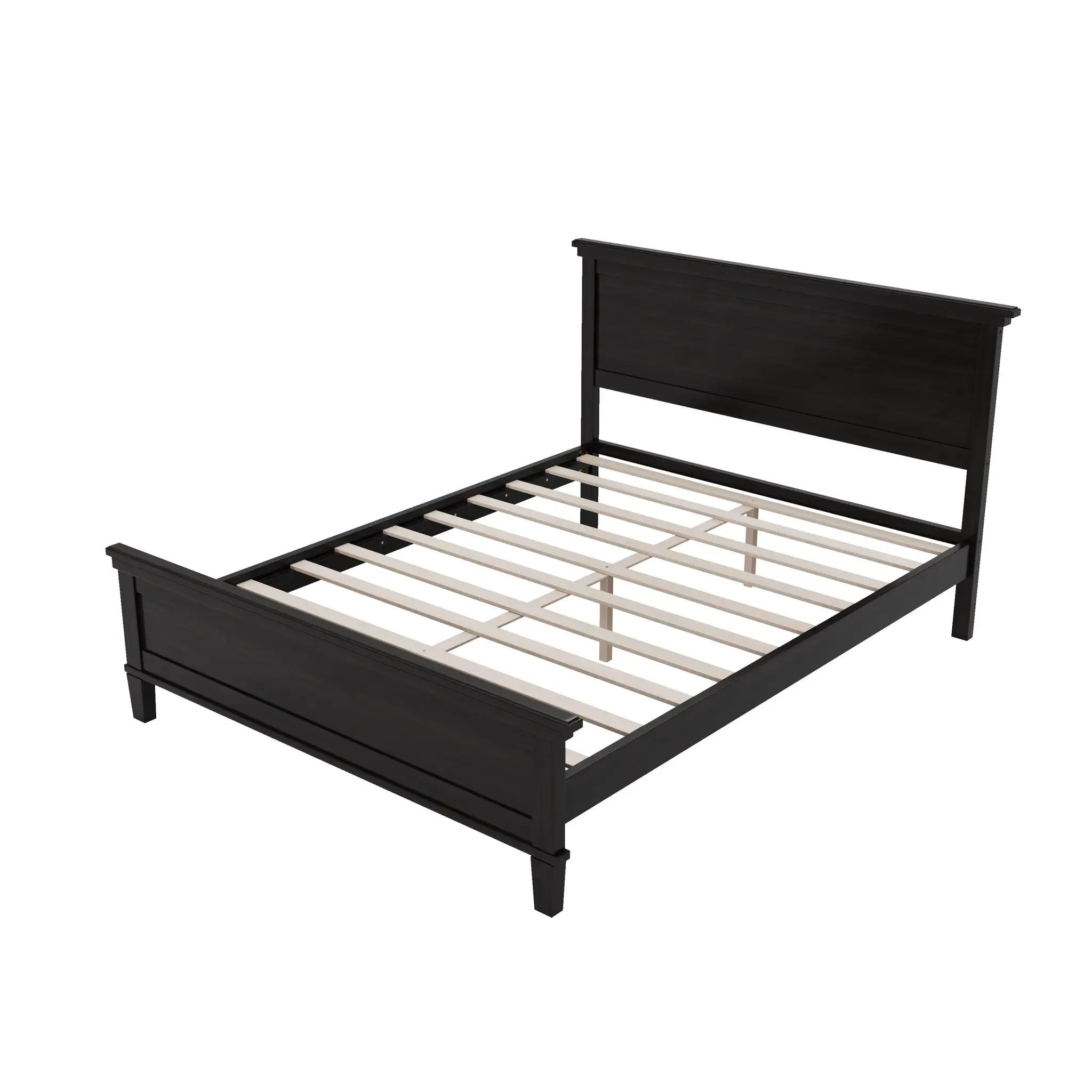 Mid-Century Modern Wood Platform Bed Frame with Headboard by HouseOfZazla