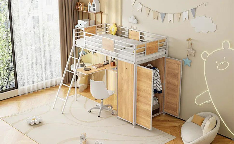 Loft Bed With L Shape Desk And Wardrobe by HouseOfZazla