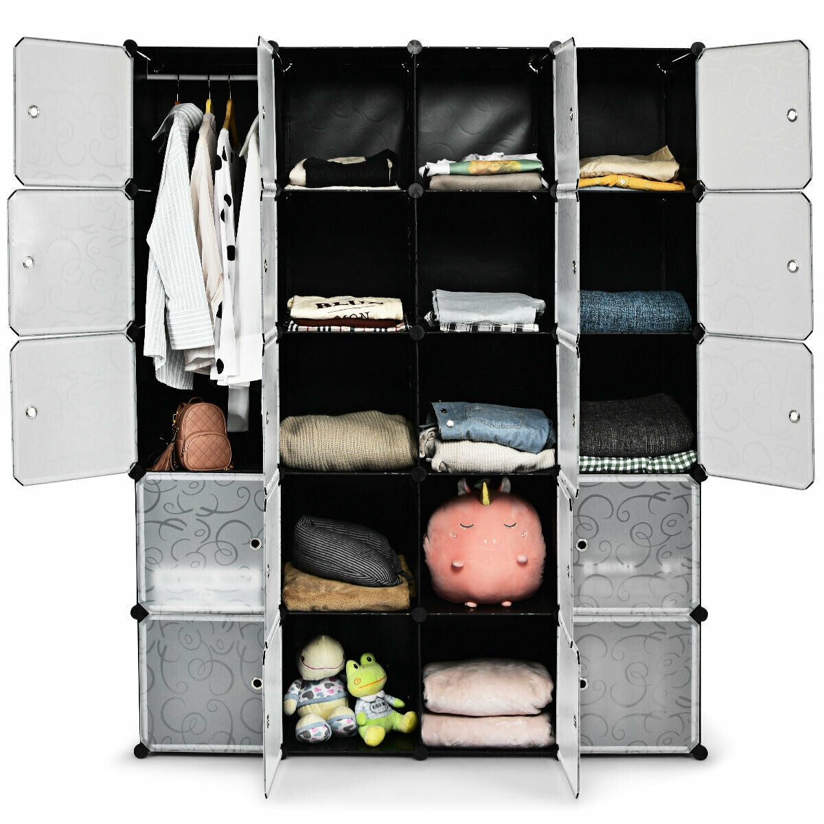 20-Cube DIY Plastic Cube Storage Organizer with Doors by DirectDeals