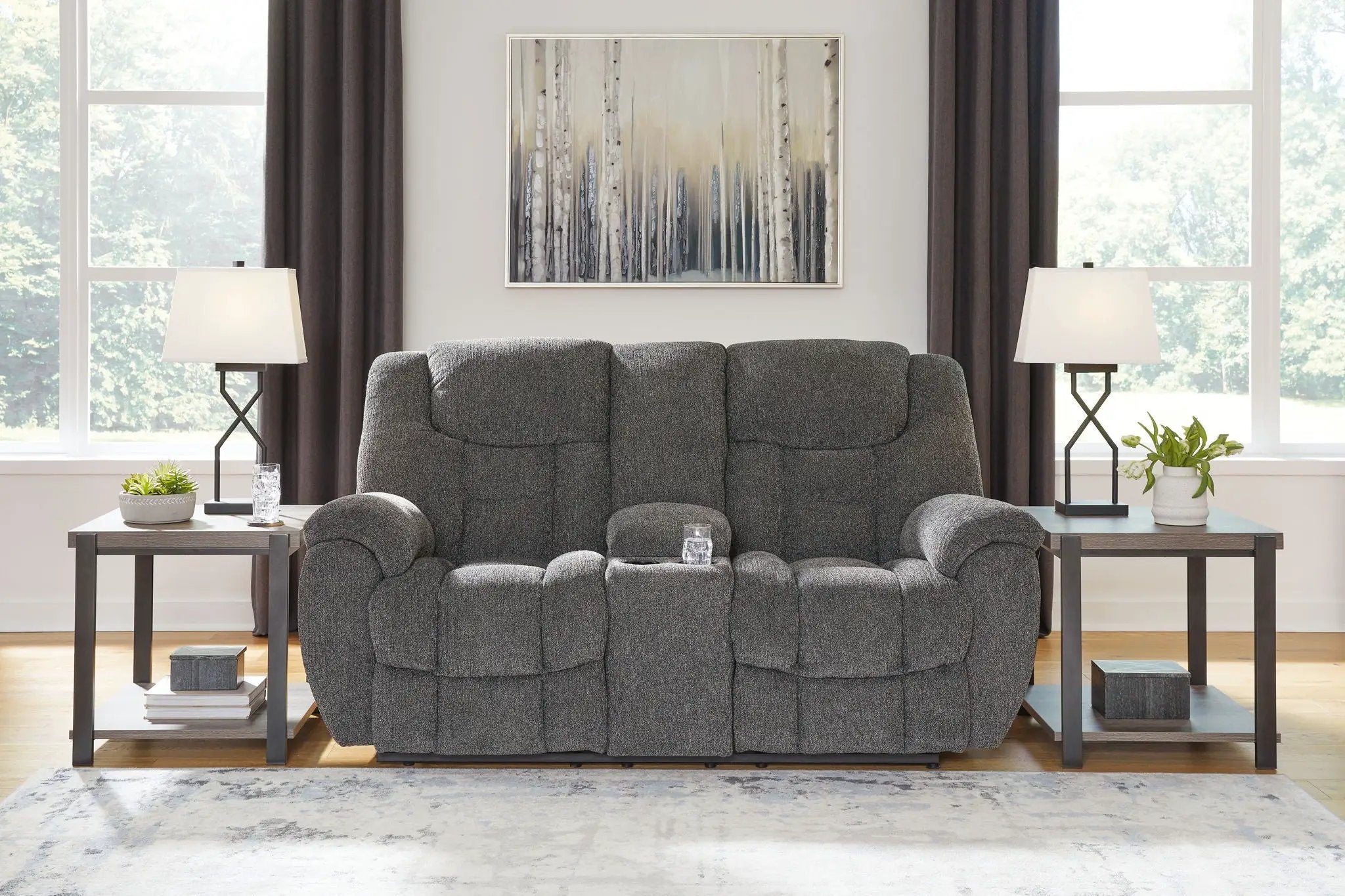 Foreside - Dbl Reclining Loveseat with Console - Charcoal by Unique Piece Furniture