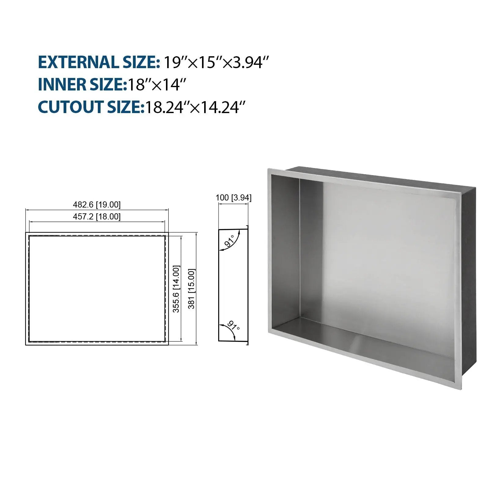 Stainless Steel Shower Niche With Seamless Design For Bathroom Storage by HouseOfZazla