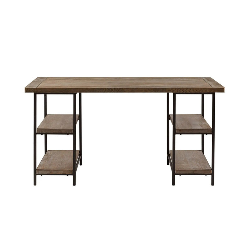 Industrial Style Metal Frame Accent Desk With Side Shelving - Gray by Unique Piece Furniture