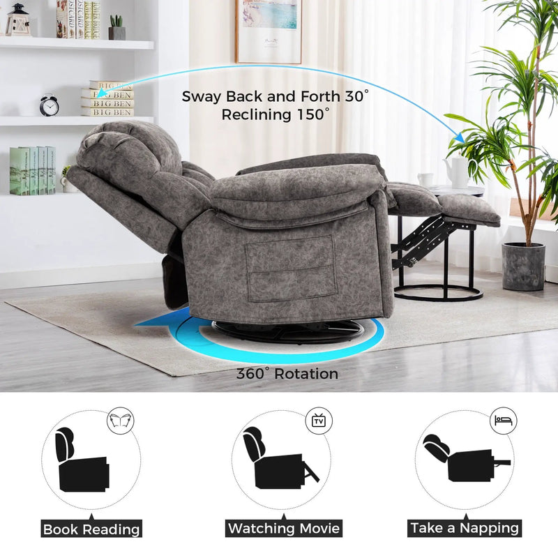 Swivel And Rocking Recliner Chair With Massage And Heating by HouseOfZazla