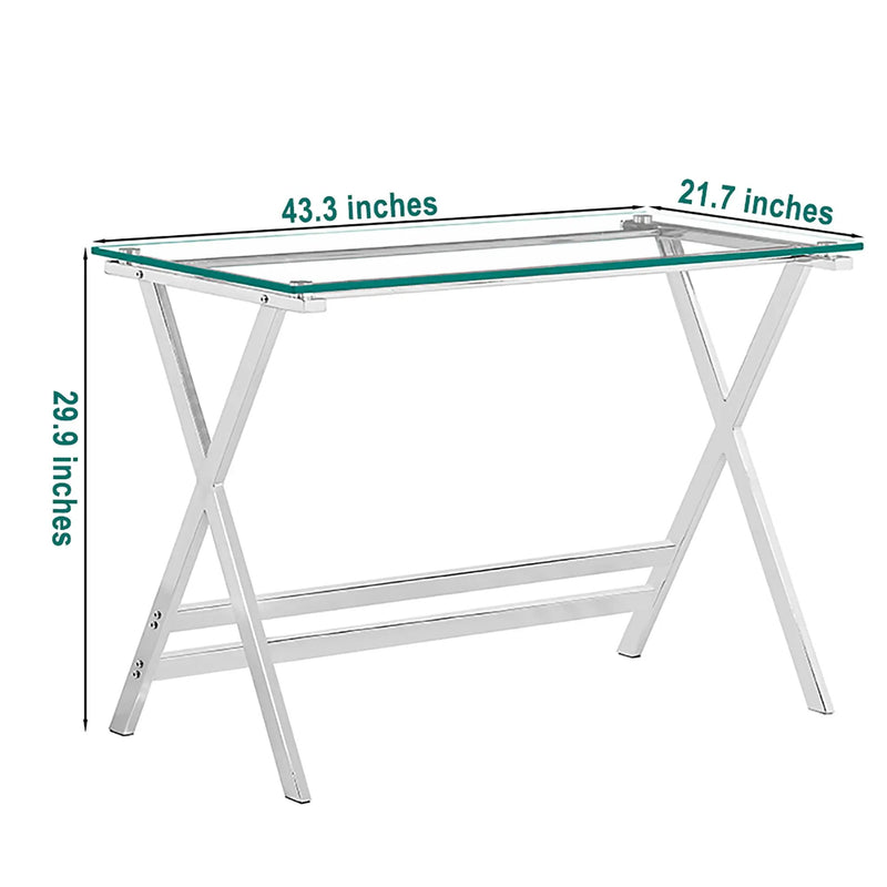 Transparent Glass Computer Desk With Rounded Edges, Tempered Glass Laptop Table - Clear by Unique Piece Furniture