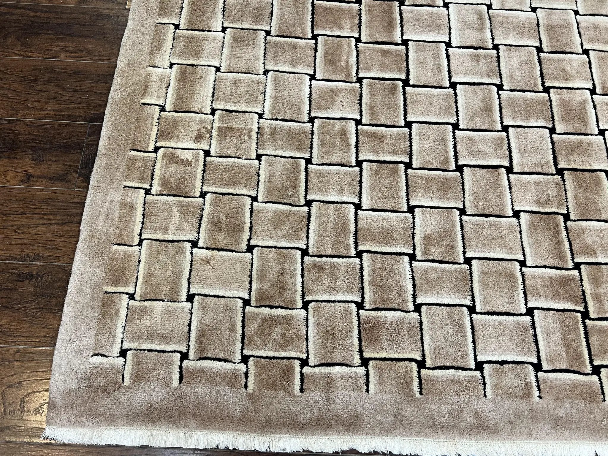 Tibetan Rug 9x12, Handmade, Wool, Modern Design by Jewel Rugs