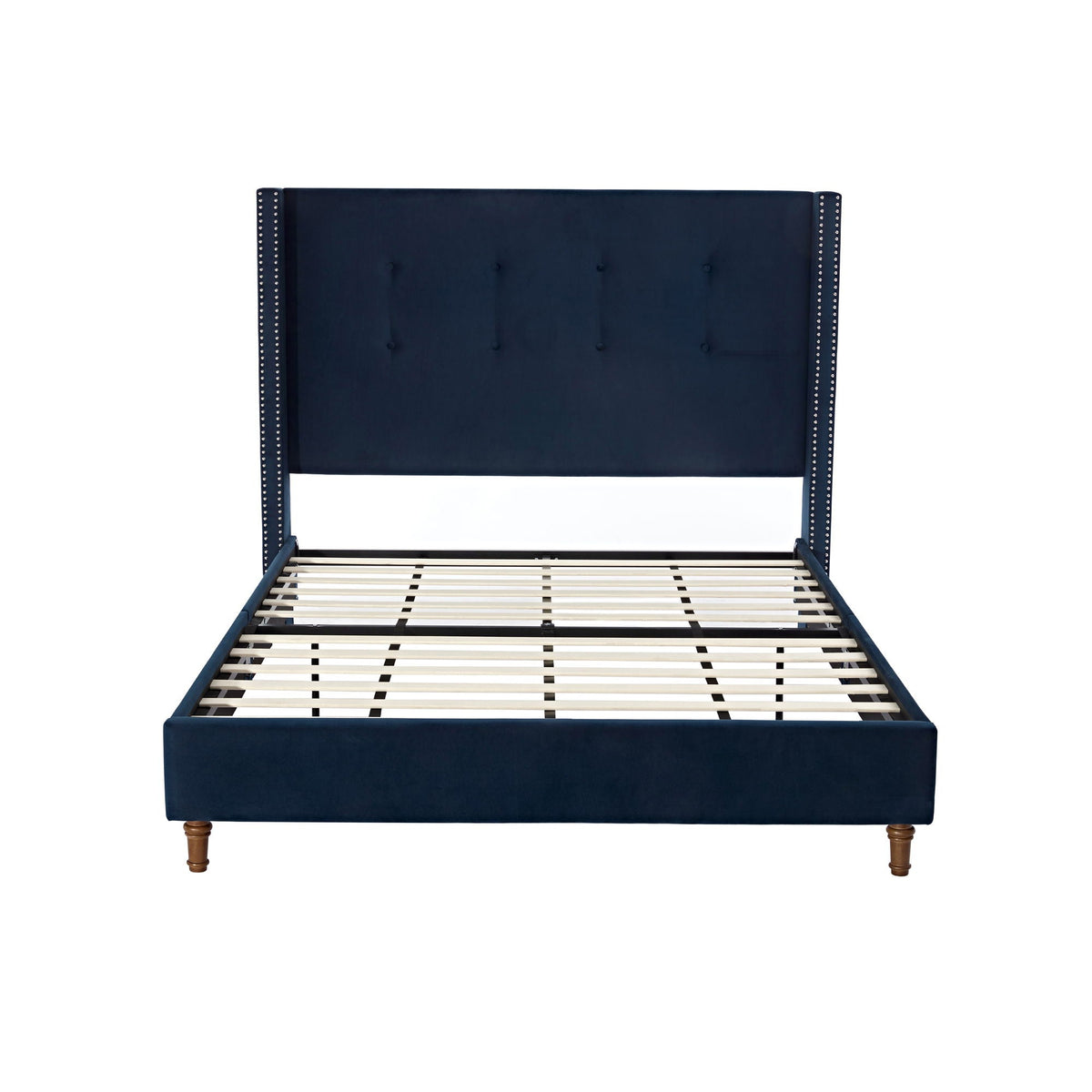 Upholstered Bed with 54" High Headboard and Hand Buttoned Tufting - White or Blue, photo 2 of 40
