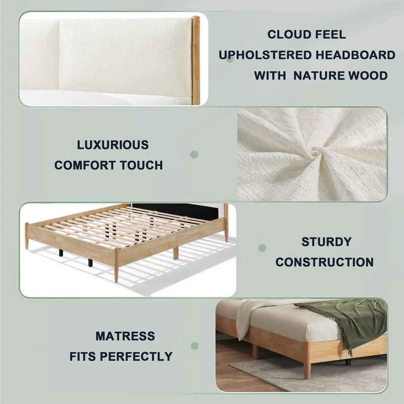King Natural Wood Bed Frame, photo 4 of 10