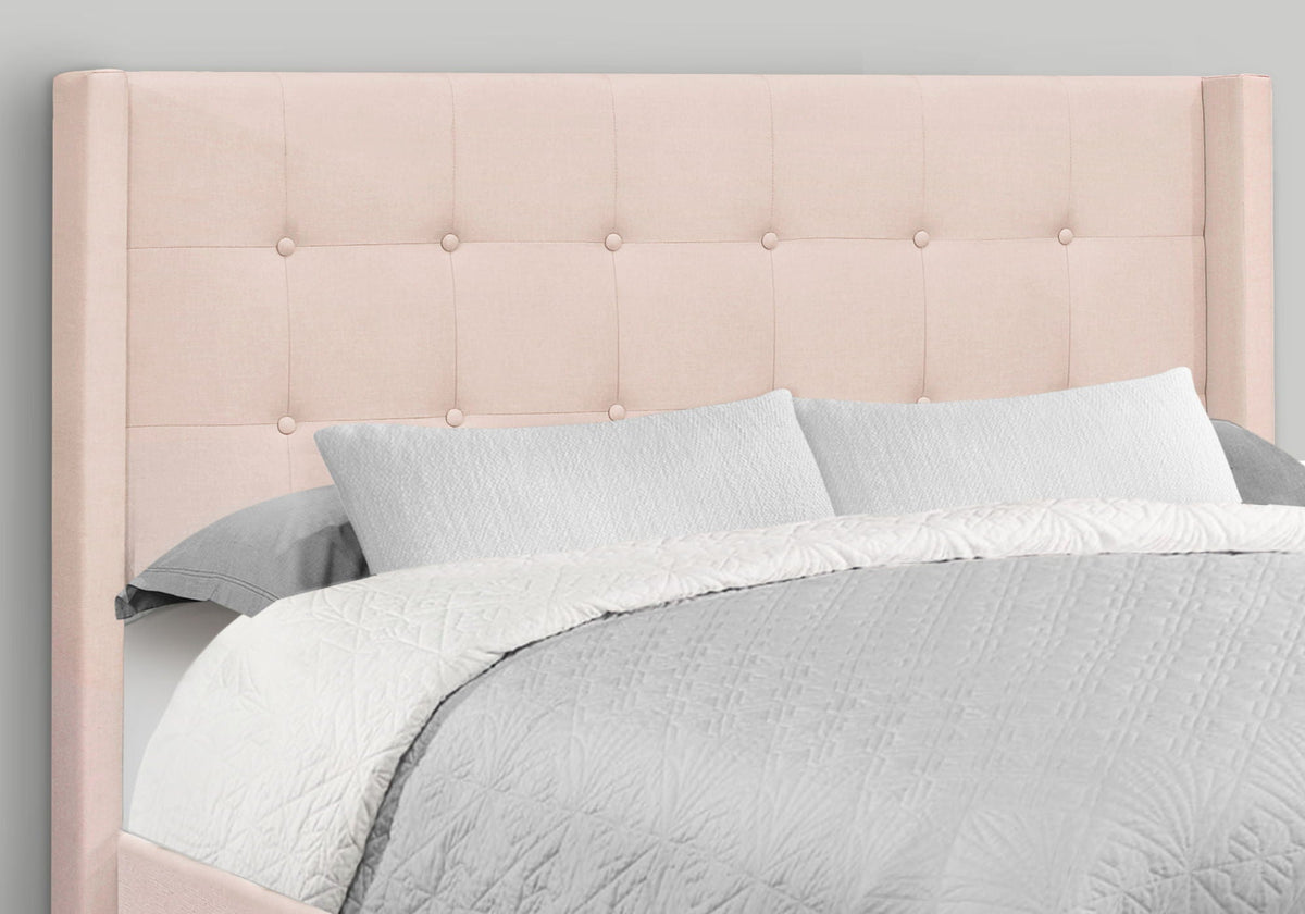 Queen Size Upholstered Bed with Tufted Headboard - Pink, photo 4 of 4
