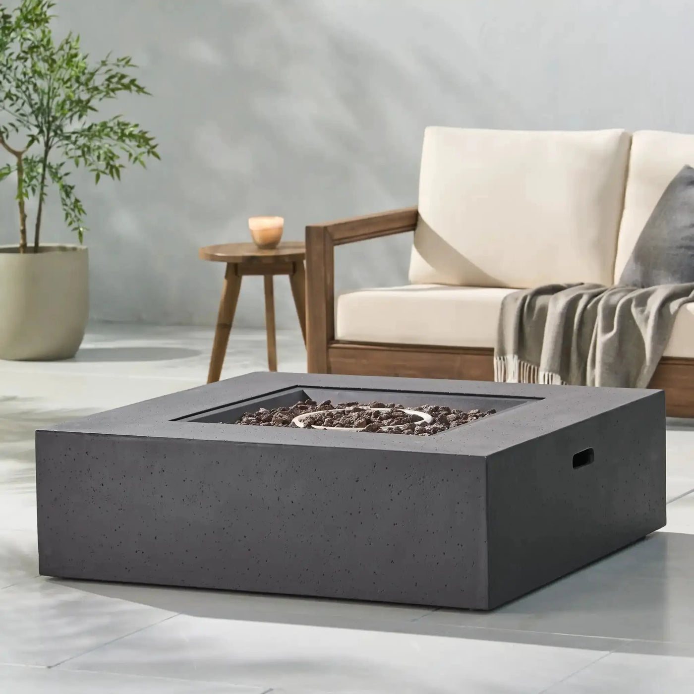 Modern 50,000 Btu Square Fire Table With Propane Tank by HouseOfZazla