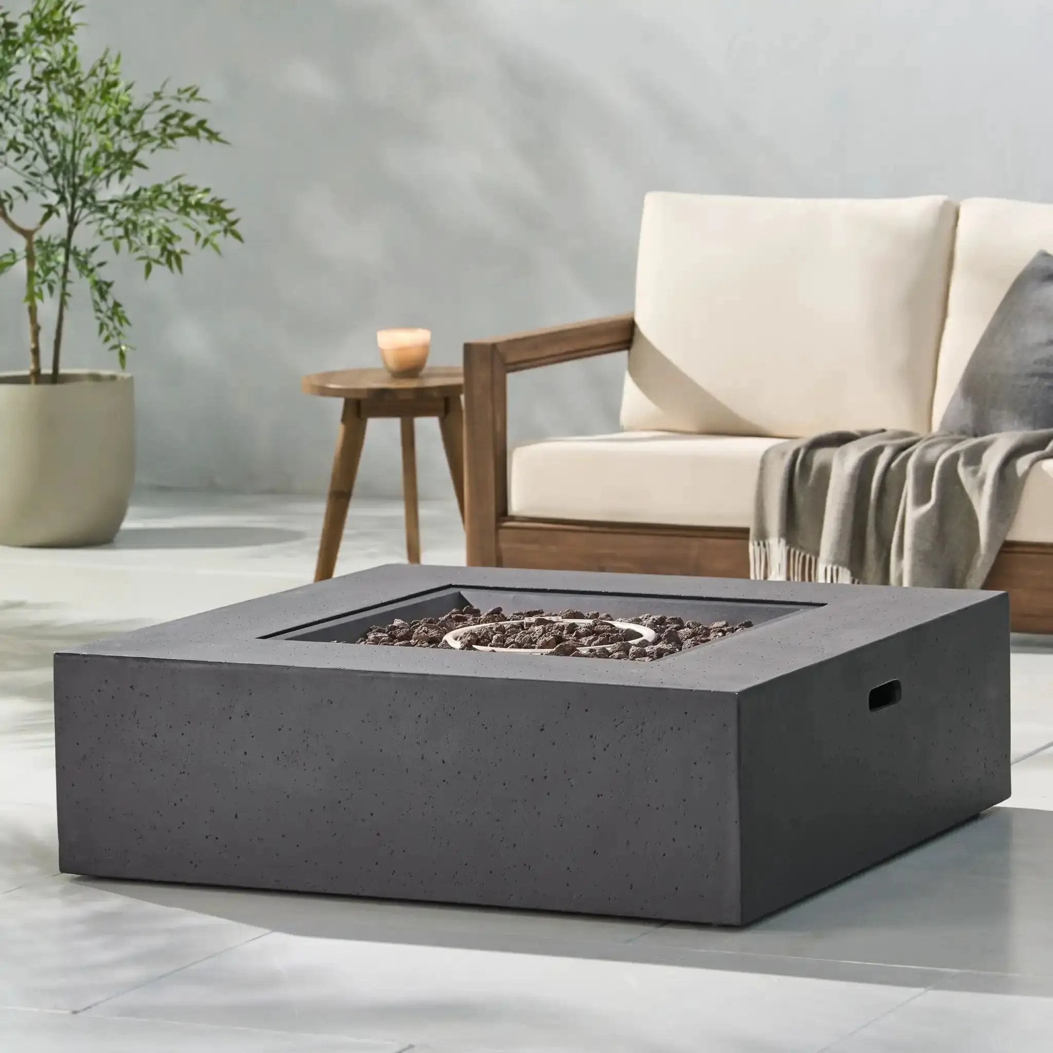 Modern 50,000 Btu Square Fire Table With Propane Tank by HouseOfZazla