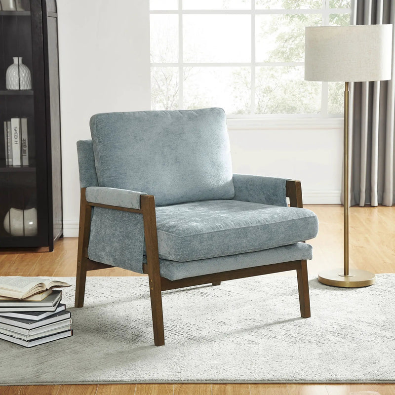 Kelly - Mid-Century Modern Velvet Accent Armchair - Blue by Unique Piece Furniture
