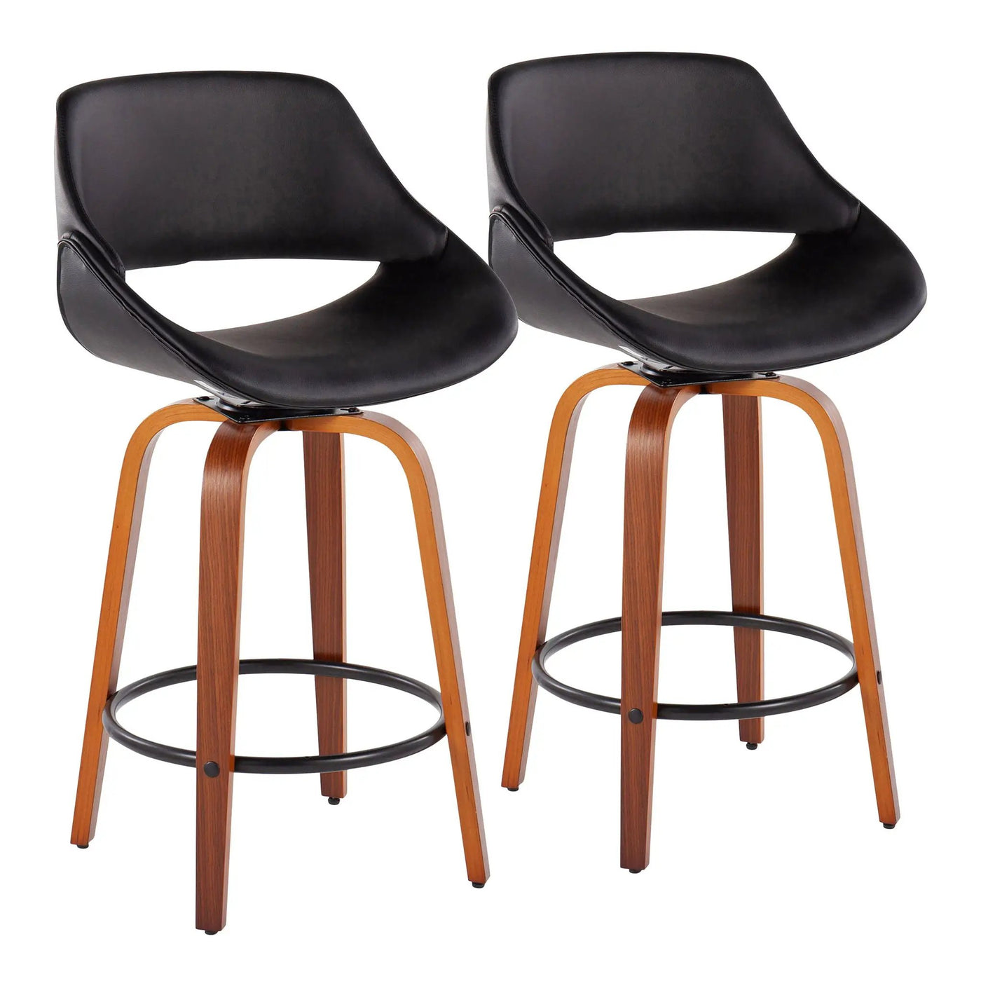 Fabrico - Mid Century Modern Fixed Height Counter Stool And Round Footrest (Set of 2) by HouseOfZazla