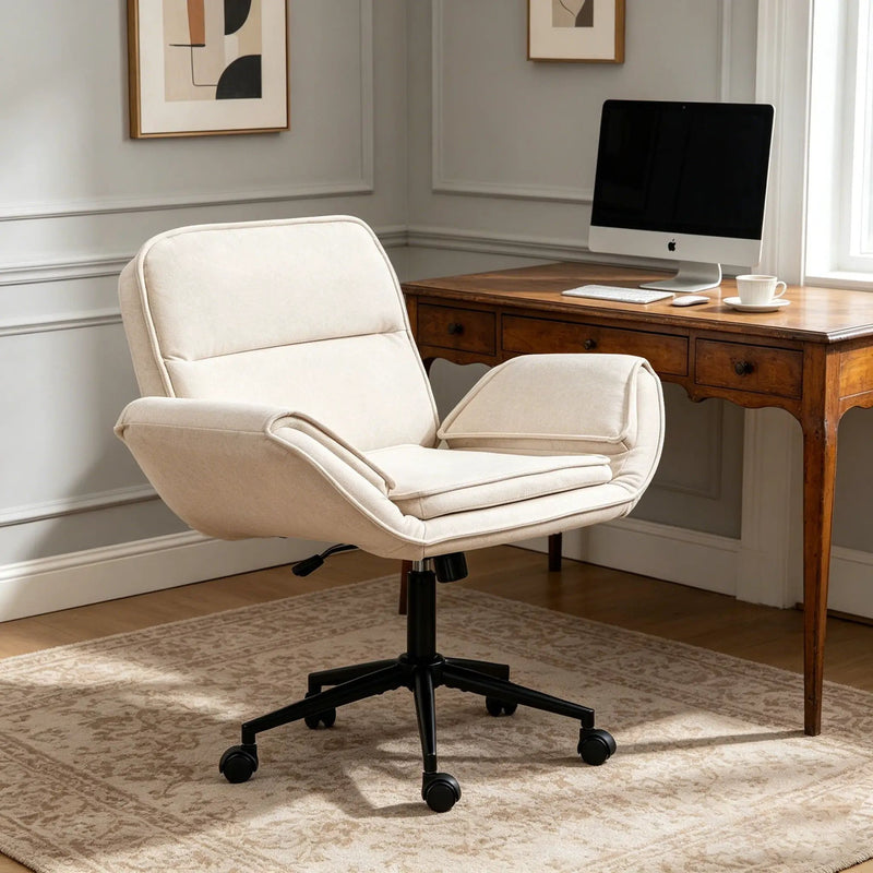 Criss Cross Swivel Desk Chair With Adjustable Armrests & Wheels For Home Office by HouseOfZazla