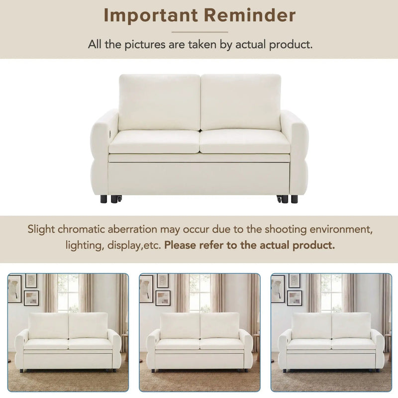 Convertible Sofa Bed Loveseat With Adjustable Backrest And USB Ports by HouseOfZazla