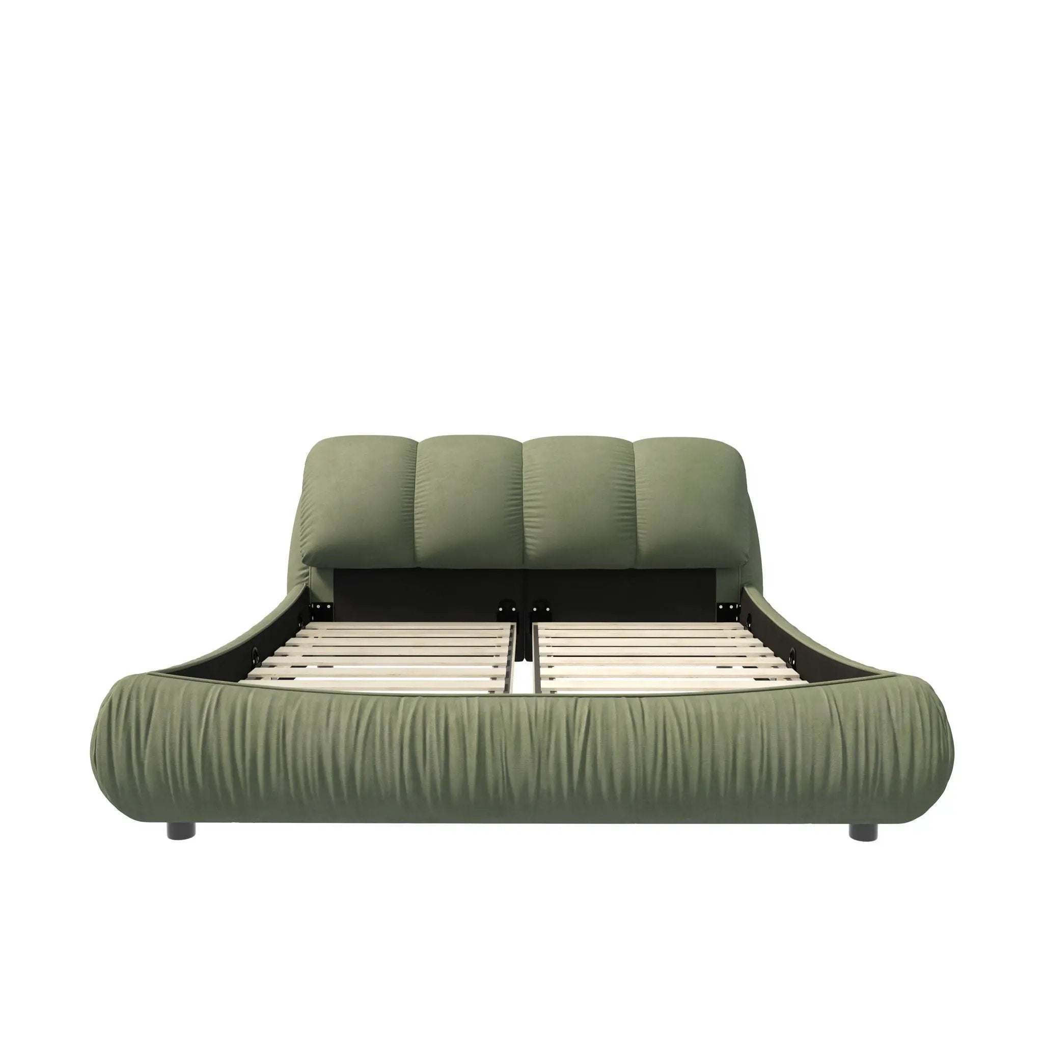 Luxury Upholstered Platform Bed With Oversized Padded Backrest And Solid Wood Frame by HouseOfZazla