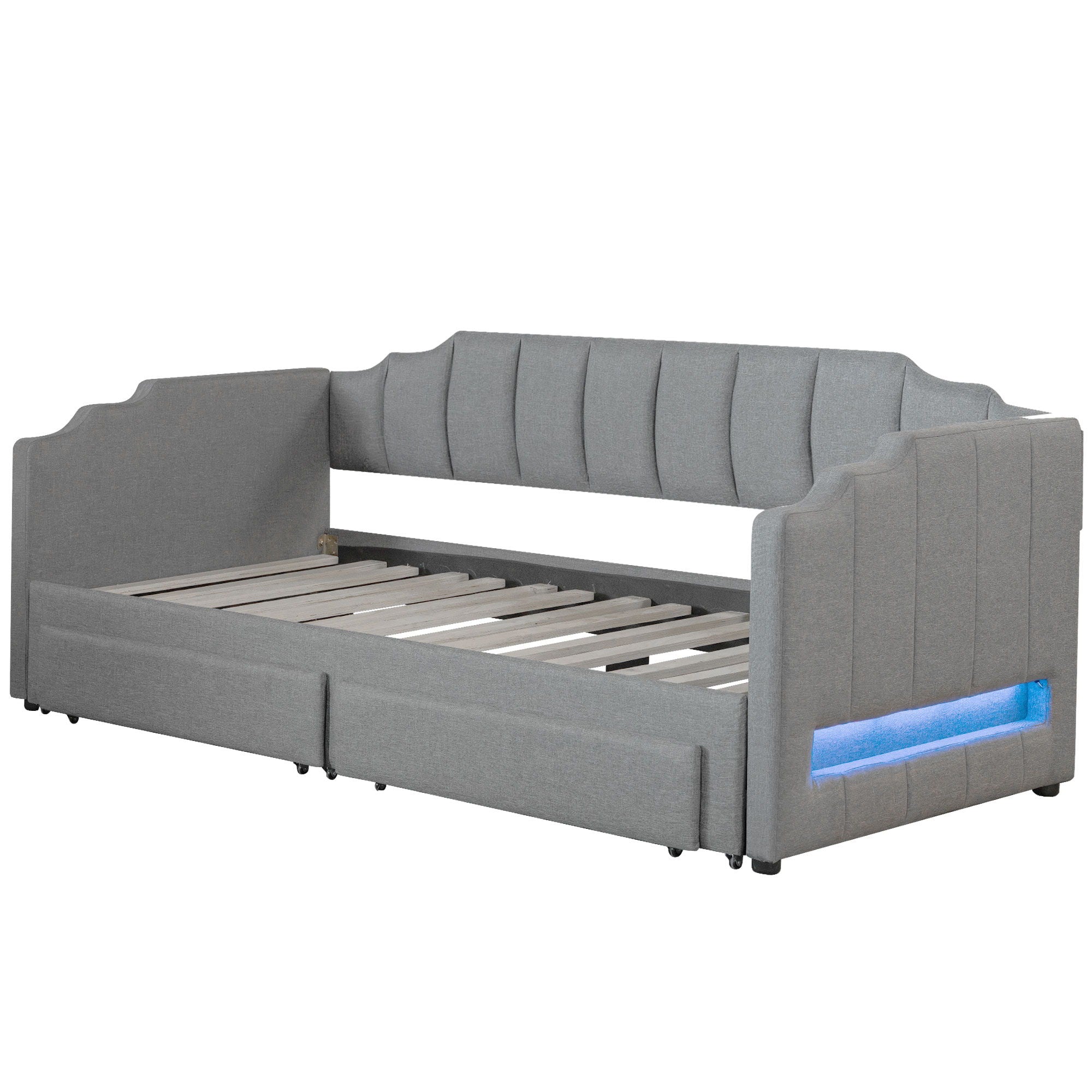 Extendable Daybed With LED Light And 2 Storage Drawers by HouseOfZazla