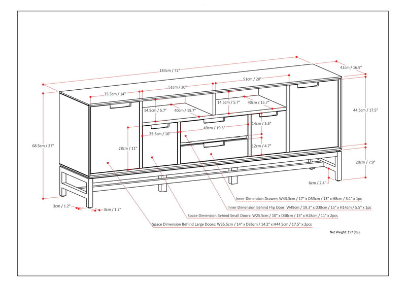 Banting - Wide TV Stand - Walnut Brown by HouseOfZazla