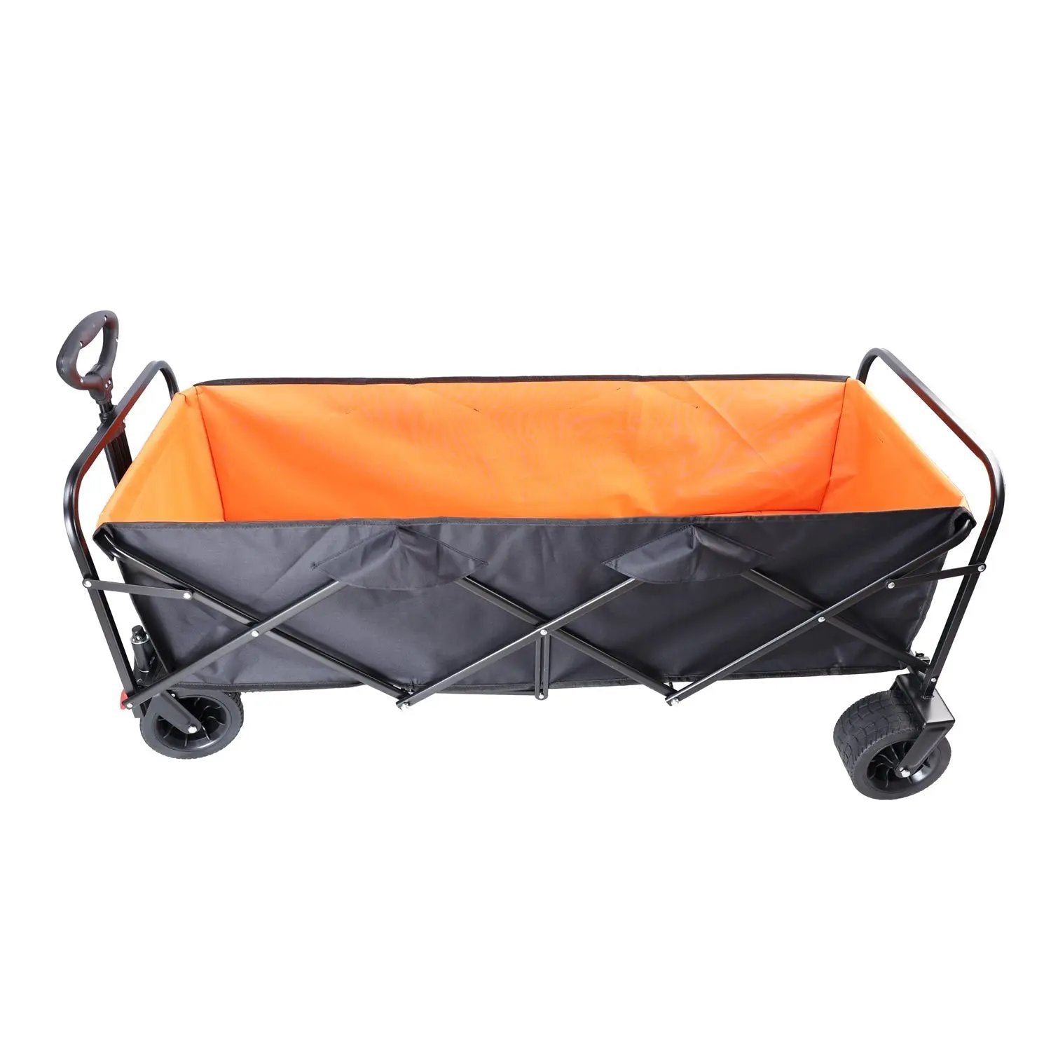 Big Large Capacity Folding Wagon Cart with Extender (Black + Orange) by HouseOfZazla