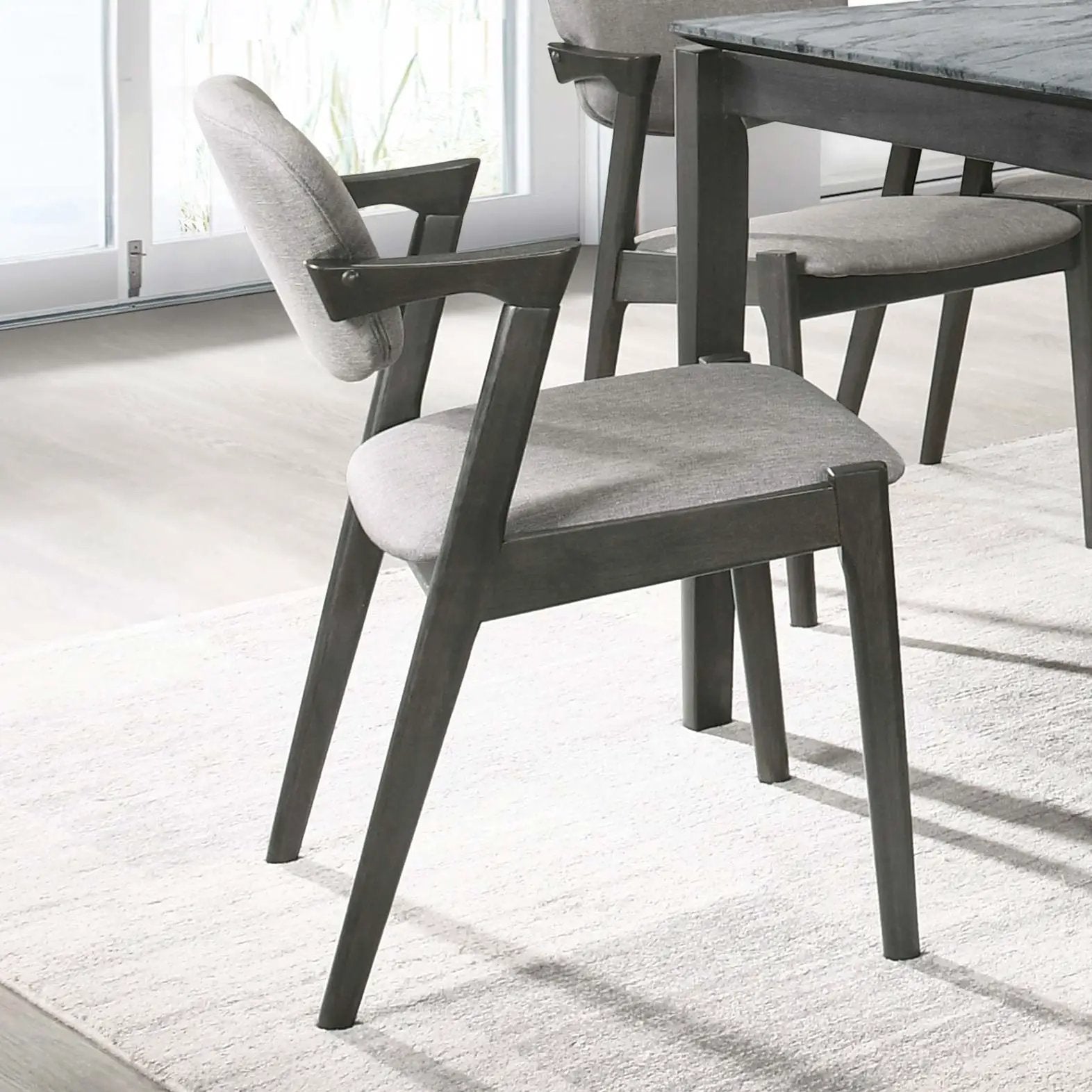 Stevie Padded Wood Dining Arm Chair Black (Set of 2) by Unique Piece Furniture