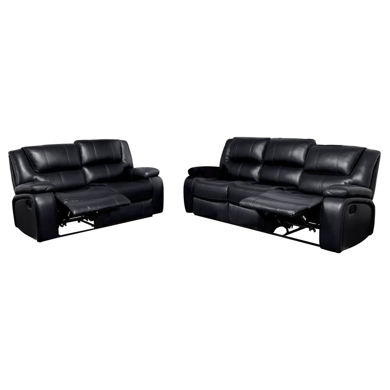Camila 2-piece Upholstered Reclining Sofa Set Black by Unique Piece Furniture