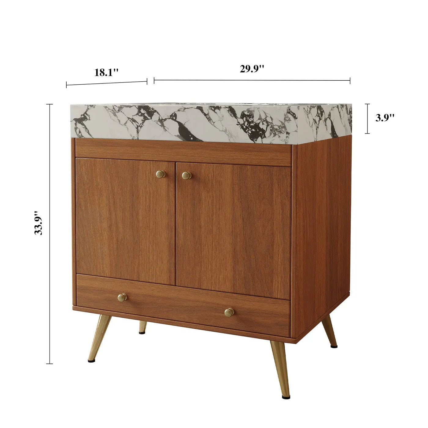 Mid-Century Free-Standing Bathroom Vanity with Faux Marble Top by HouseOfZazla