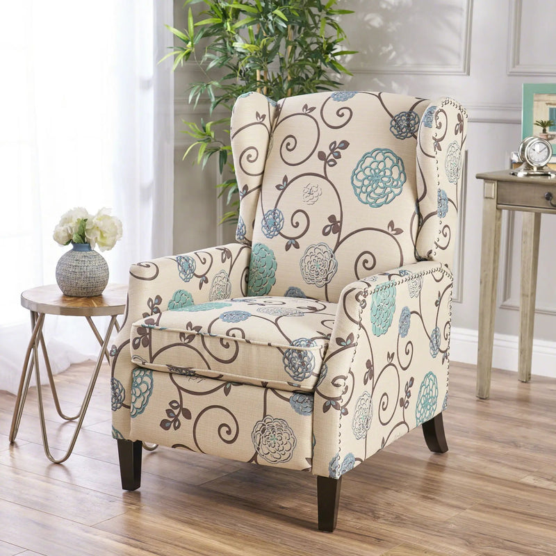 Westeros Wing Back Fabric Upholstered Recliner by Unique Piece Furniture
