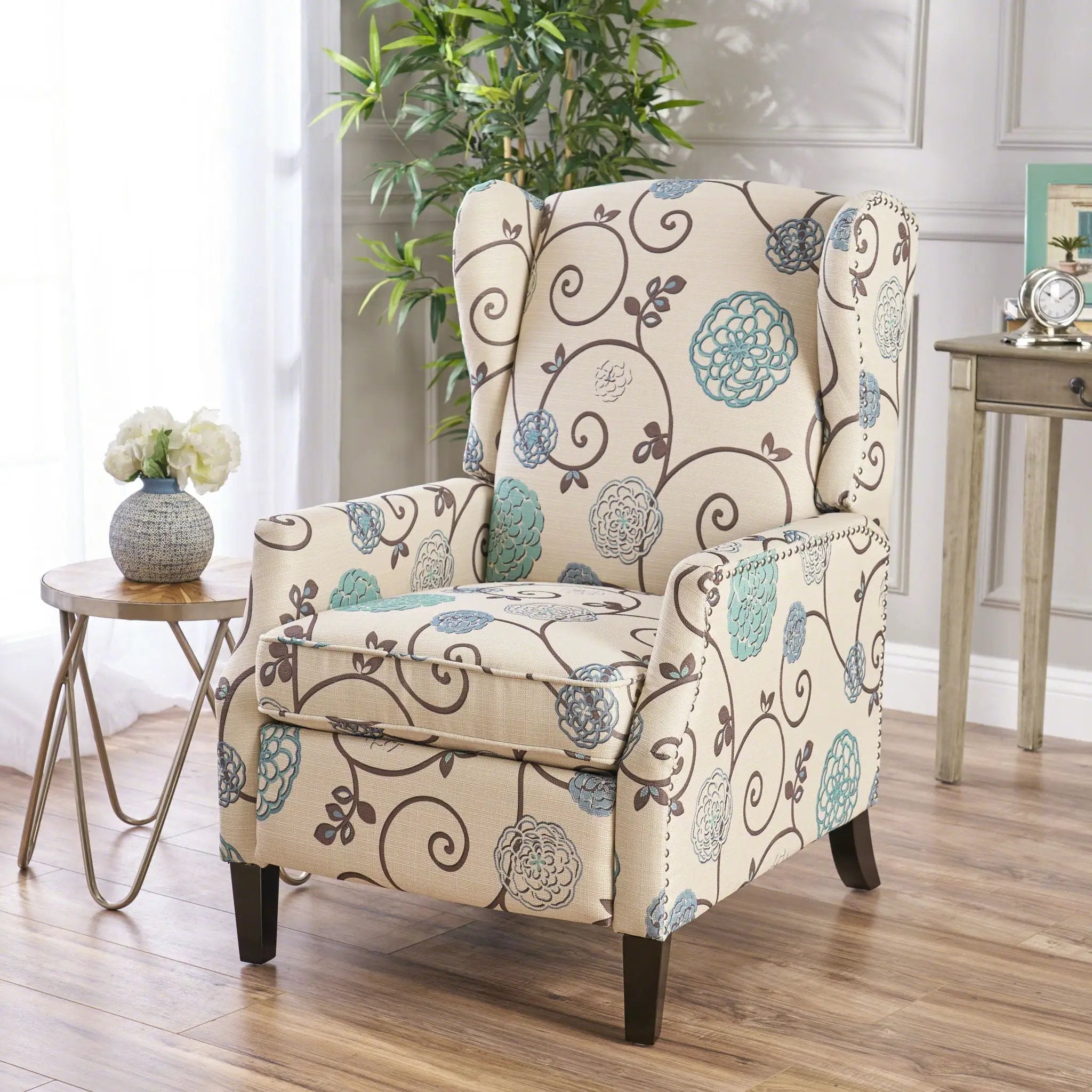 Westeros Wing Back Fabric Upholstered Recliner by Unique Piece Furniture