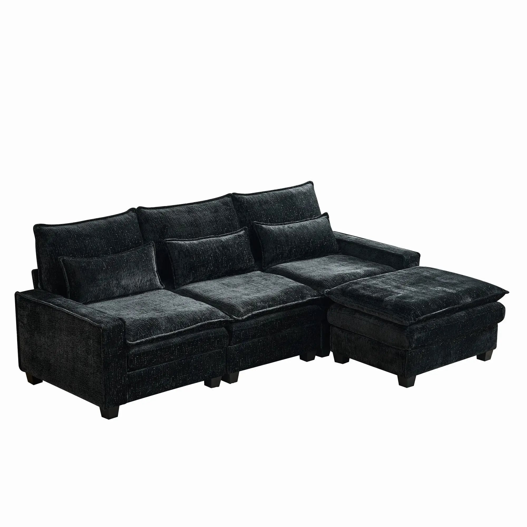 Modern Comfy L Shaped Sectional Sofa With Movable Ottoman by Unique Piece Furniture