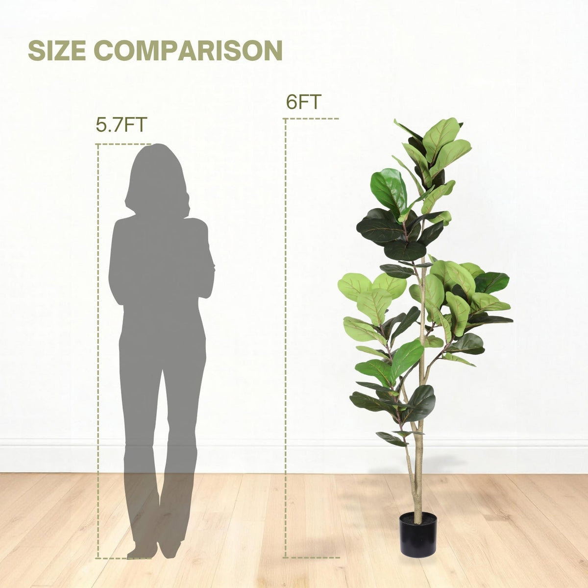 6FT Artificial Fiddle Leaf Fig Tree with, photo 5 of 8