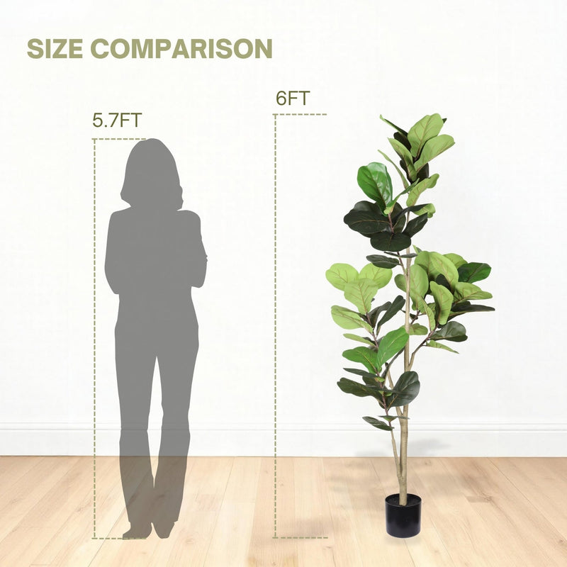 6FT Artificial Fiddle Leaf Fig Tree with, photo 5 of 8
