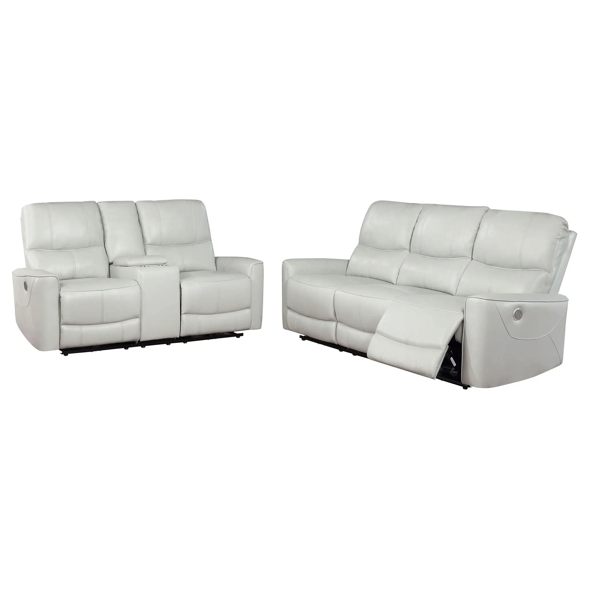 Greenfield 2-piece Power Reclining Sofa Set Dove Grey by Unique Piece Furniture