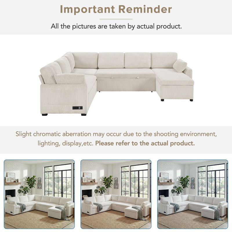 Convertible U-Shaped Sectional Sofa Bed With Reversible Chaise by HouseOfZazla