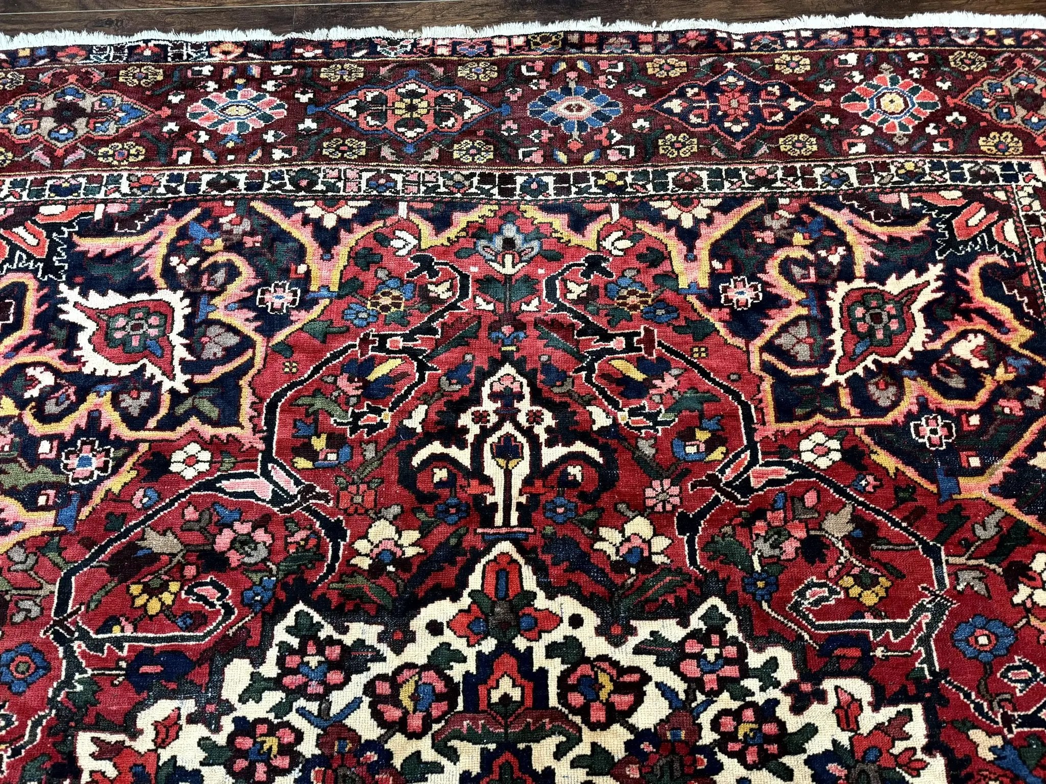 Rare Persian Bakhtiari Rug 10x13, Red, Semi Antique, Large Persian Carpet, Handmade by Jewel Rugs