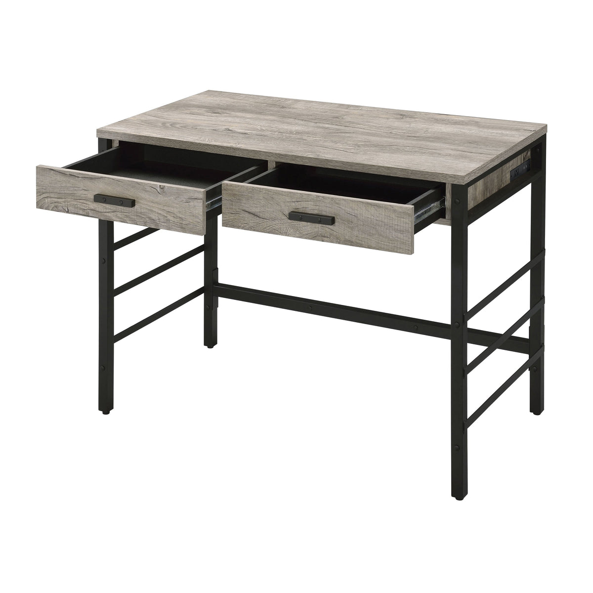 Light Weathered Writing Desk with Storage Drawers and USB Ports - Light Weathered Oak, photo 6 of 9