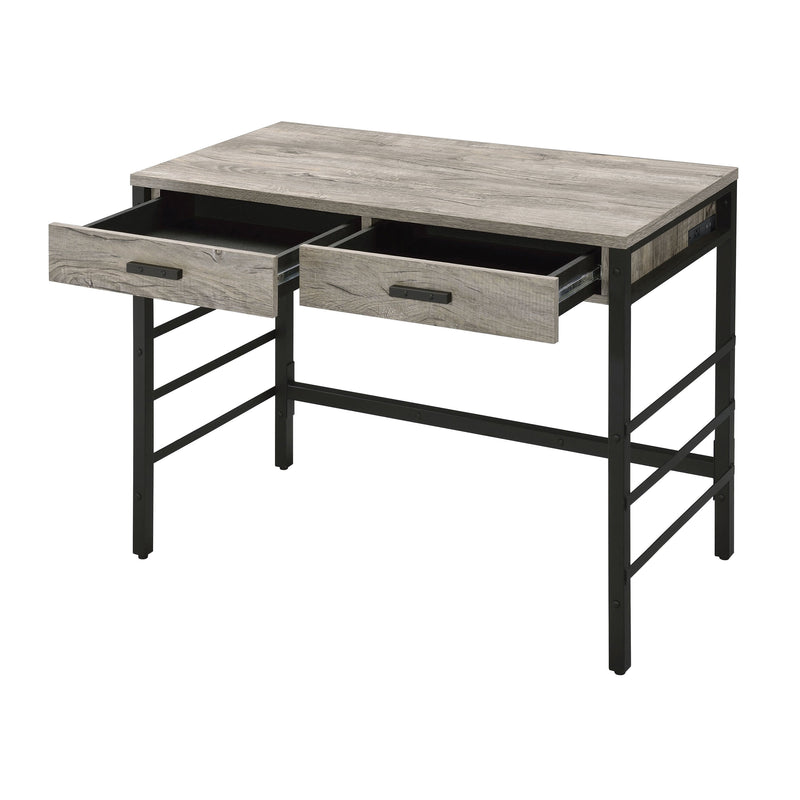 Light Weathered Writing Desk with Storage Drawers and USB Ports - Light Weathered Oak, photo 6 of 9