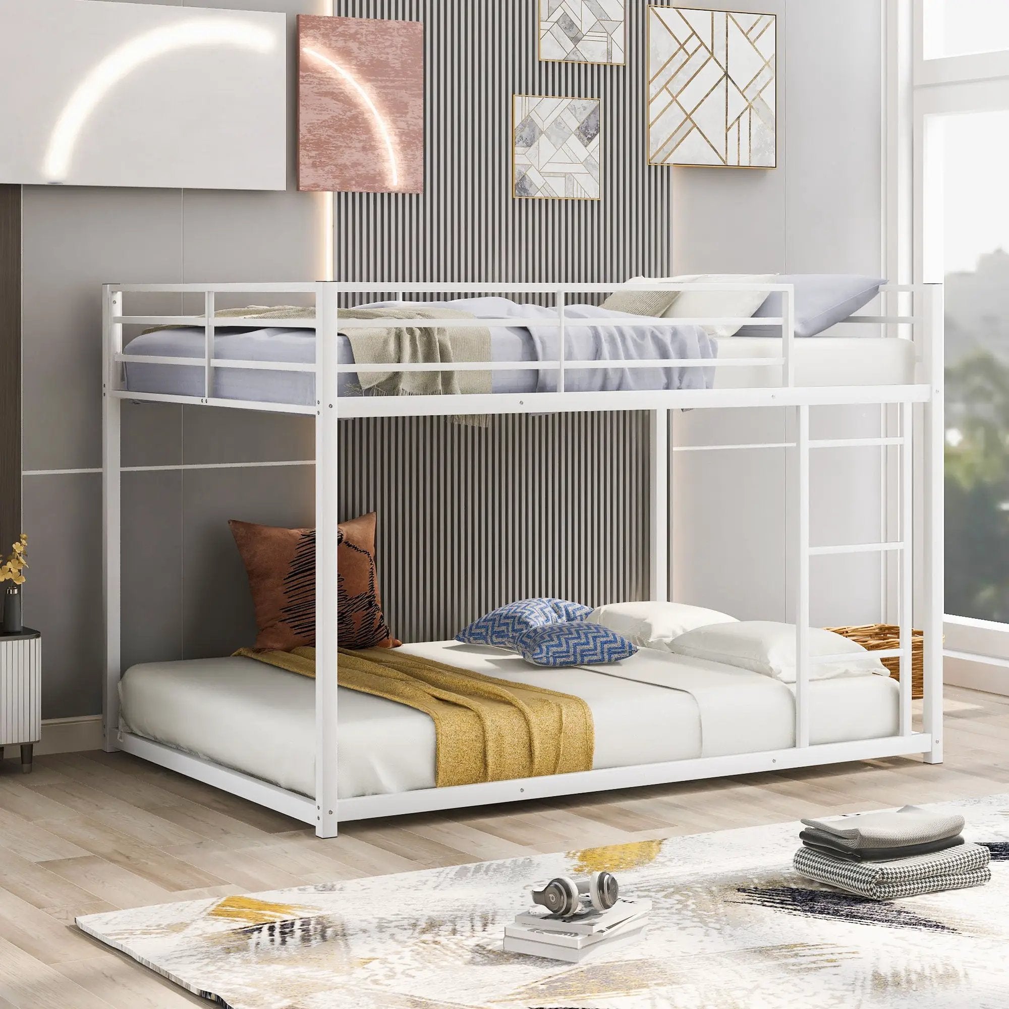 Metal Bunk Bed, Low Bunk Bed With Ladder by Unique Piece Furniture