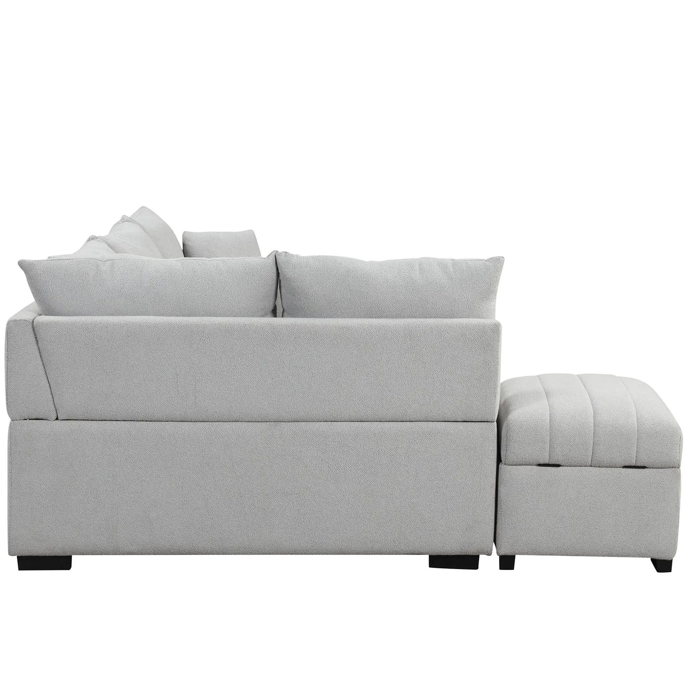 L-Shaped Sectional Pull Out Sofa Bed Sleeper Sofa With Two USB Ports, Two Power Sockets And A Movable Storage Ottoman by HouseOfZazla