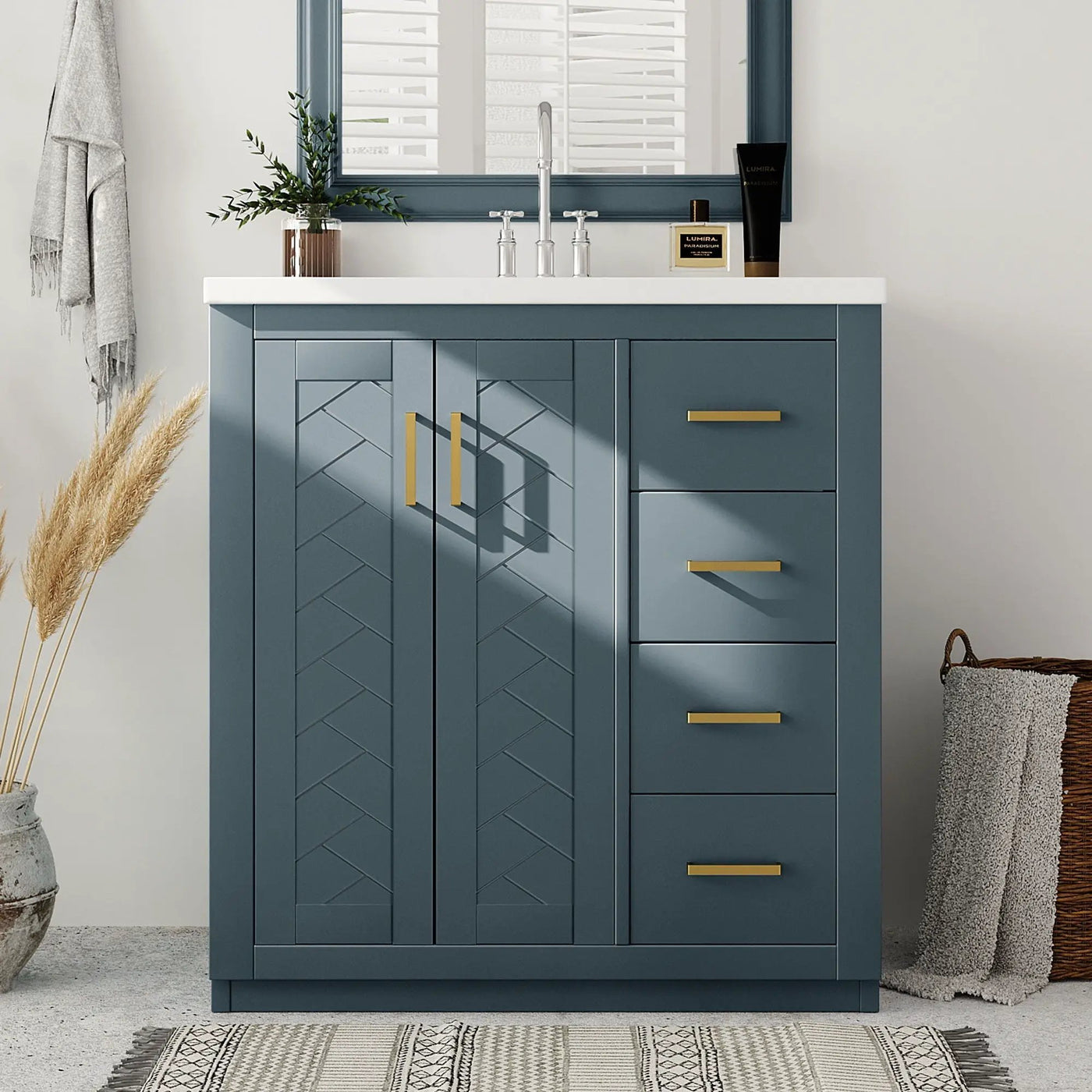 Bathroom Vanity With Sink, Storage Cabinet, Freestanding Set With 3 Drawers & Soft Closing Doors by HouseOfZazla