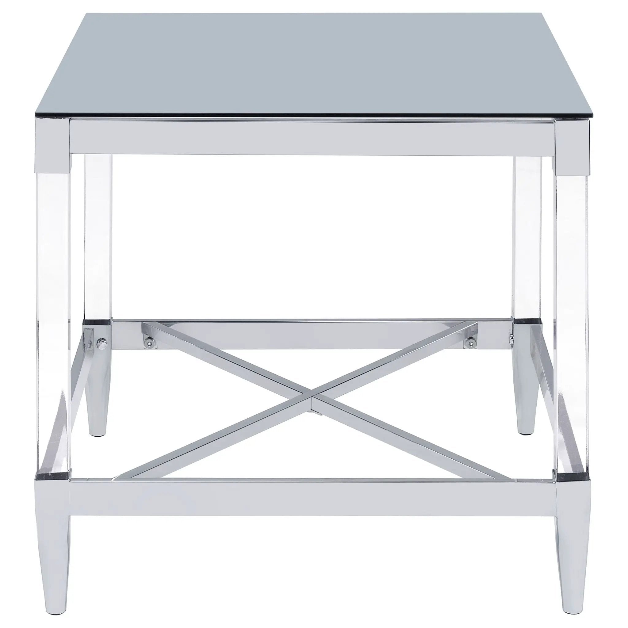 Lindley Square Tempered Mirror Acrylic Side End Table Chrome by Unique Piece Furniture